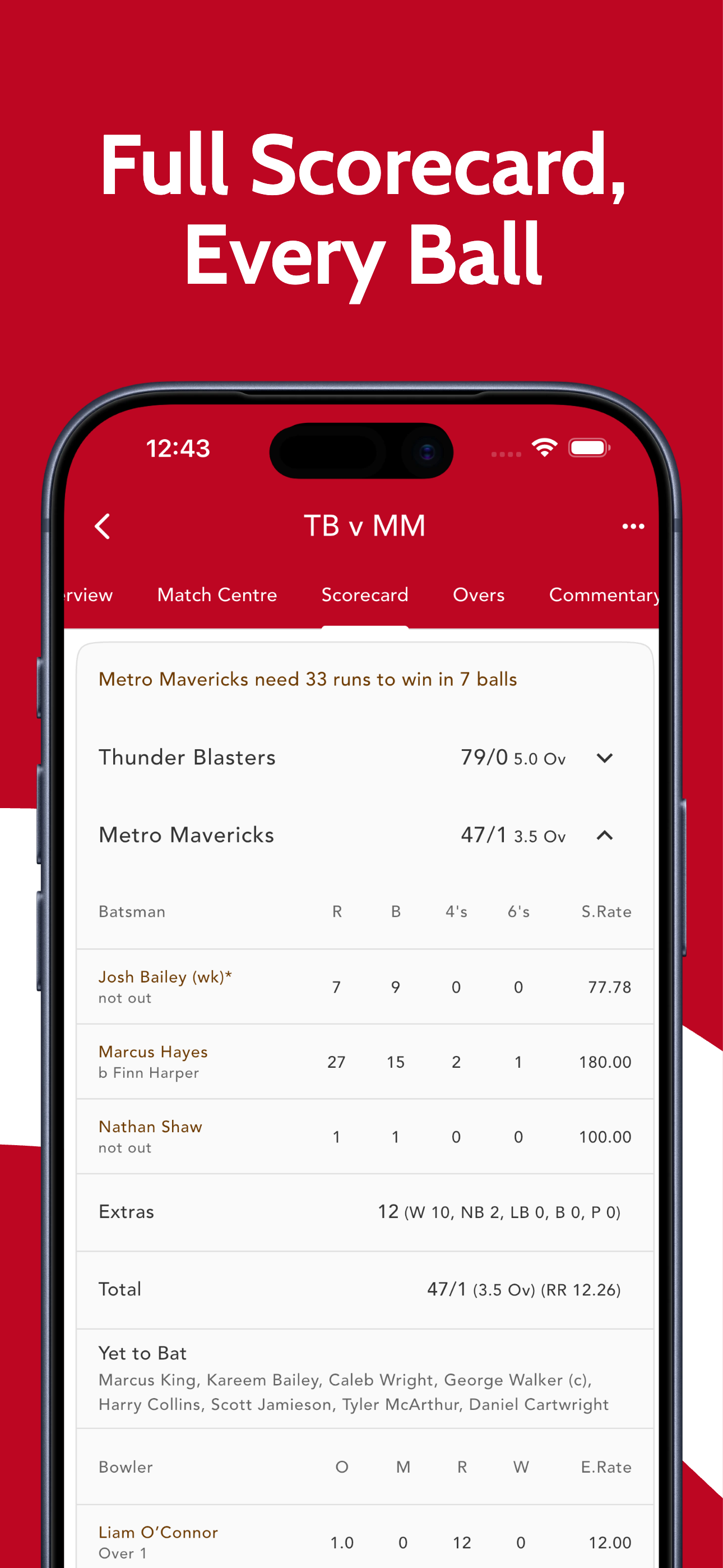 CricScorer Second Screen Mockup